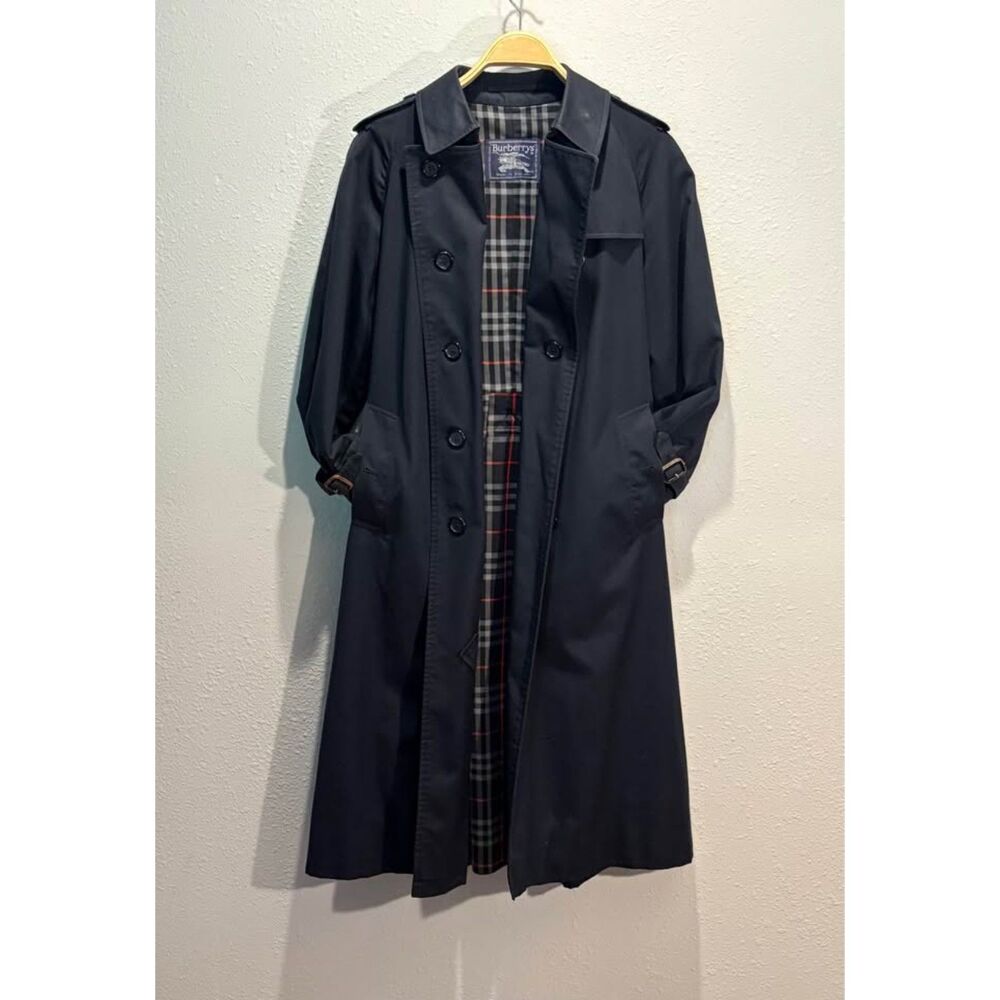 Vintage 1985 Burberrys Double-Breasted Trench Coat - Navy Blue - Size 10UK/6US